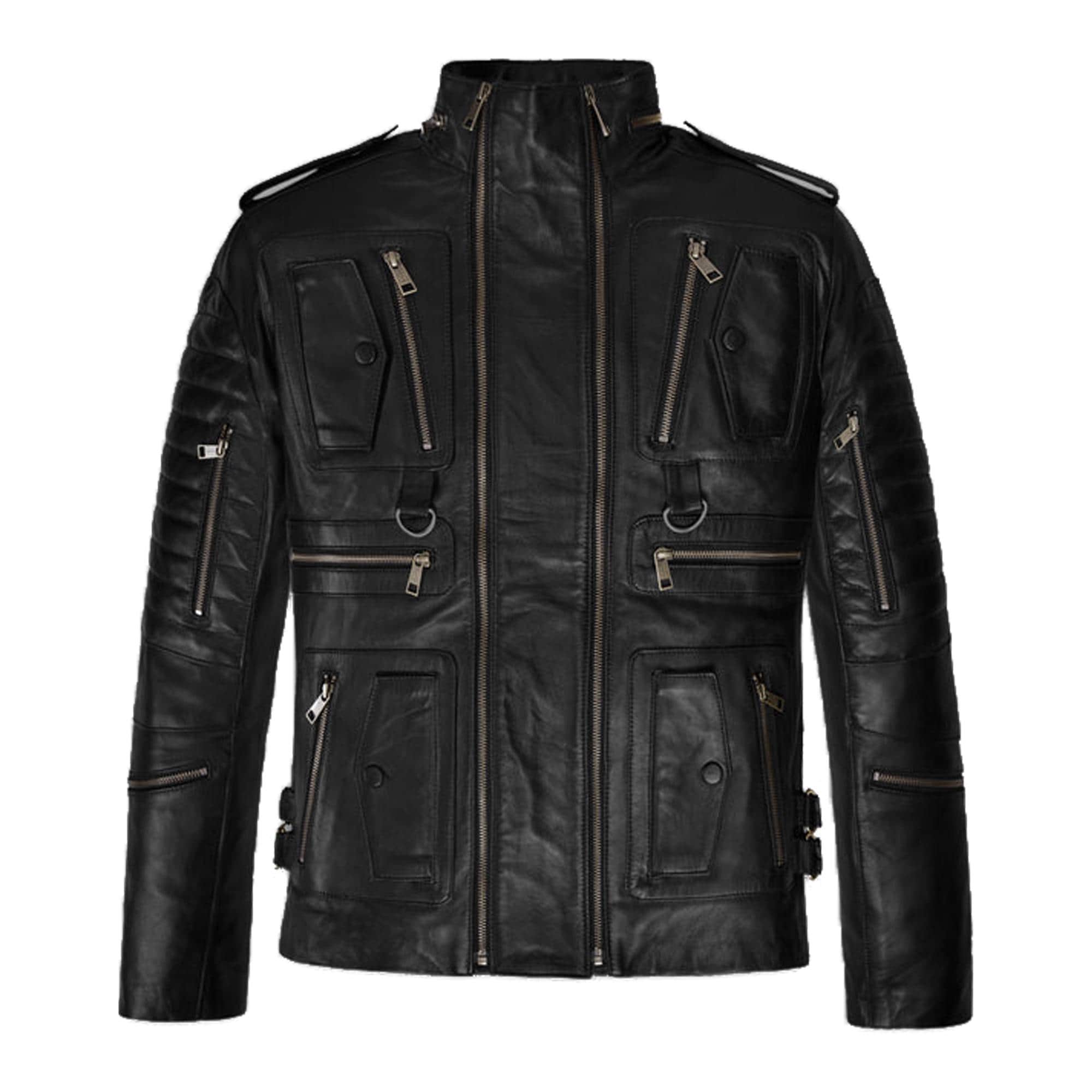 Cyberpunk Style Black Leather Moto Jackets Men's Biker Coat Steampunk Tactical Jacket Motorcycle Coat