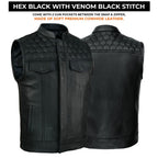 Handmade Cowhide Leather Biker Vest: SOA Club Style, Concealed Carry