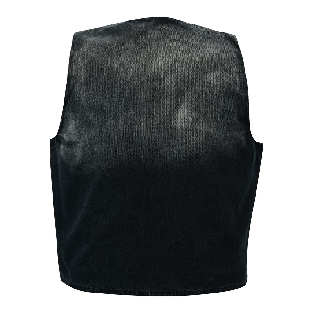 Black Denim Vest Mens Biker Motorcycle Jean Sleeveless Jacket Studded Punk Streetwear Top