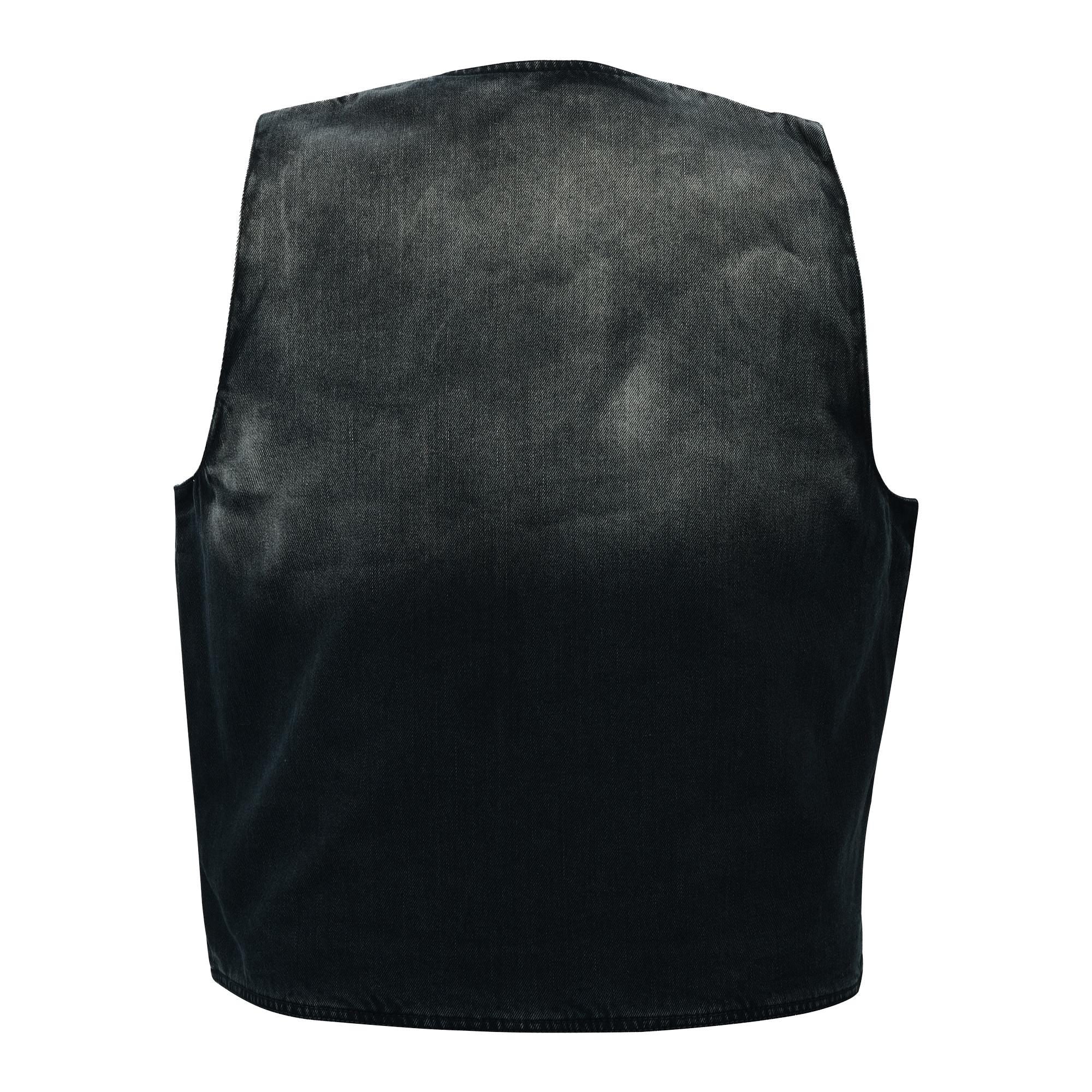 Black Denim Vest Mens Biker Motorcycle Jean Sleeveless Jacket Studded Punk Streetwear Top