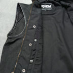 Cordura Motorcycle Vest: Handmade Leather Trim Biker Club Vest