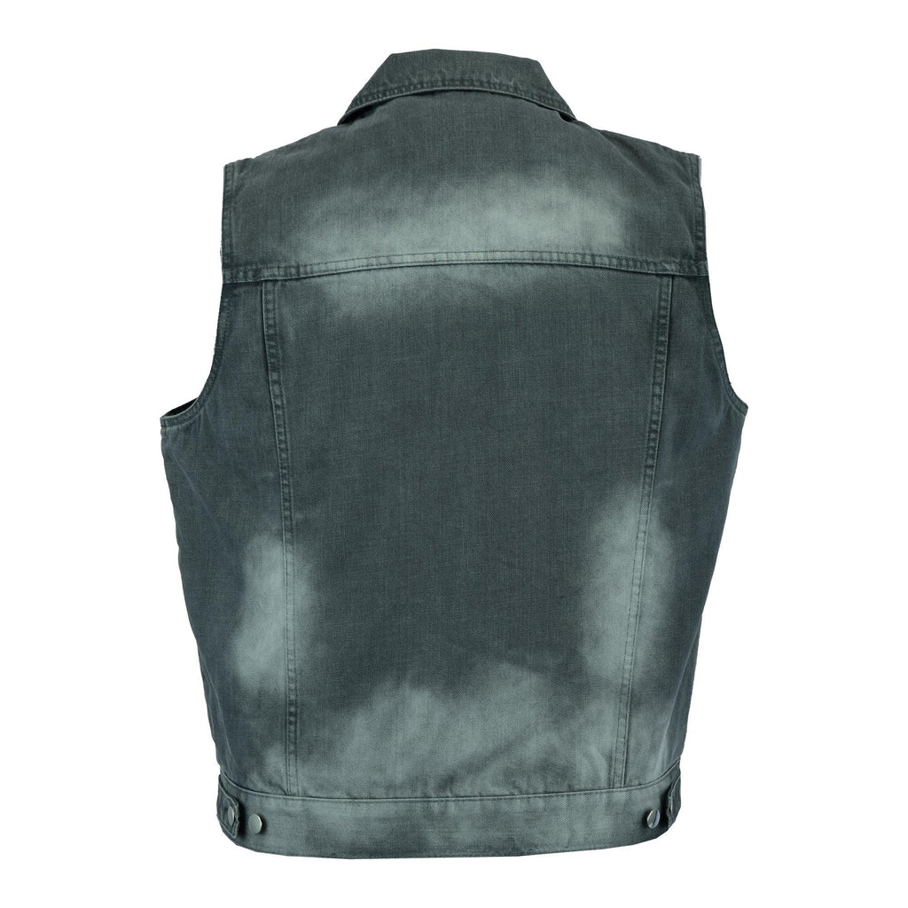 Cowboy Biker Leather Vest Men Western Style Riding Grey Sunphade Motorcycle Fitted Sleeveless Top