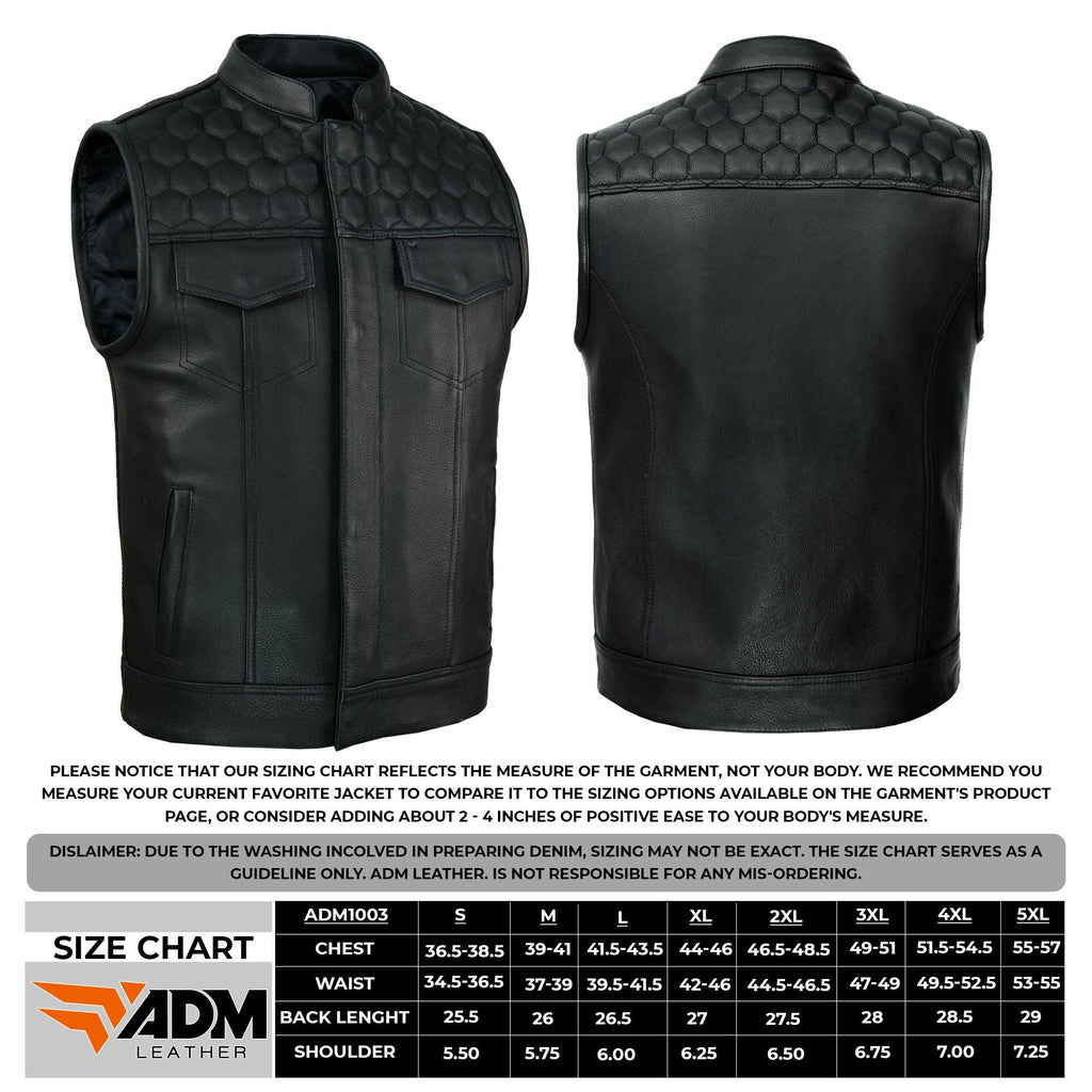 Handmade Cowhide Leather Biker Vest: SOA Club Style, Concealed Carry