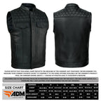 Handmade Cowhide Leather Biker Vest: SOA Club Style, Concealed Carry