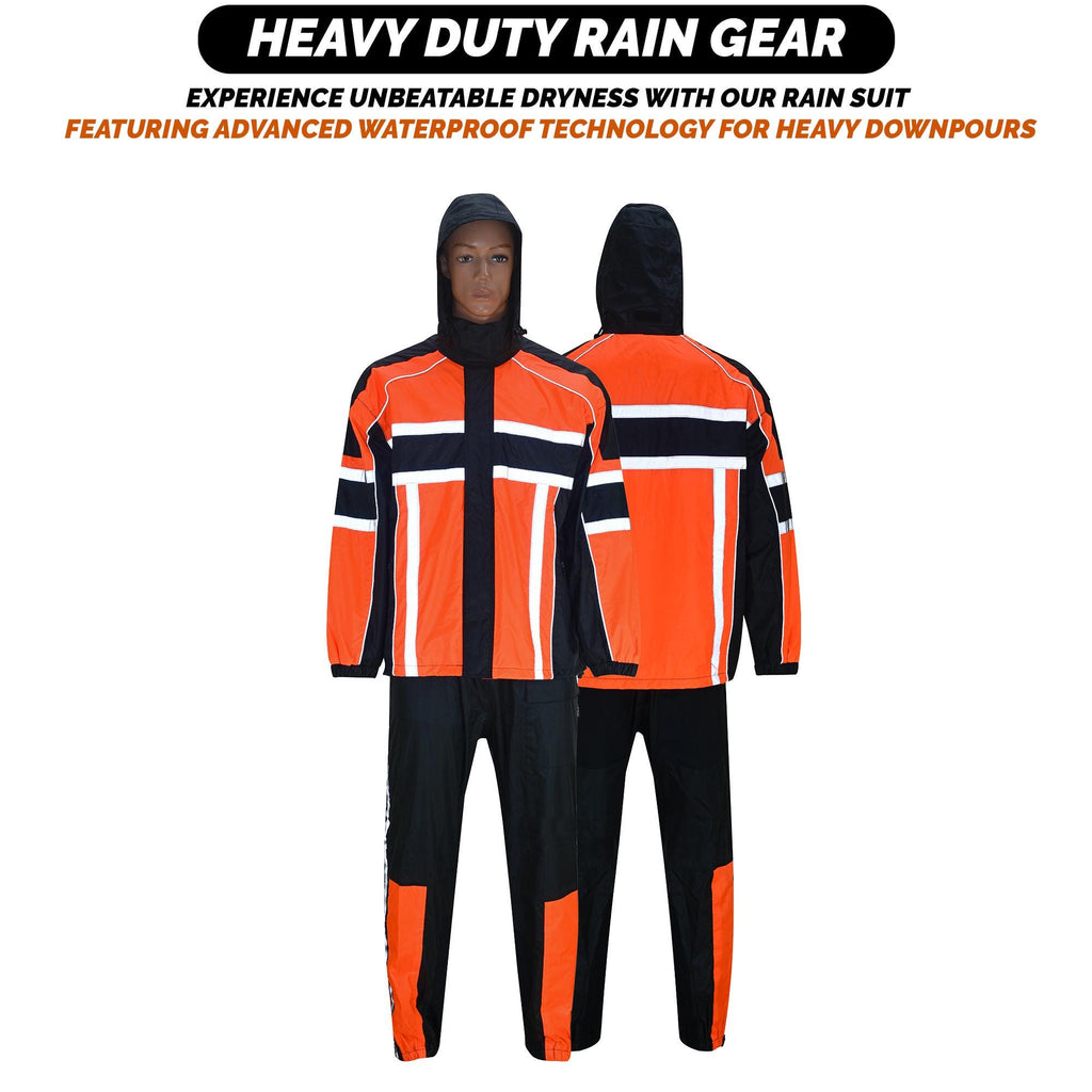 Waterproof Motorcycle Rain Suit: Lightweight Polyester Hooded Jacket & Trousers
