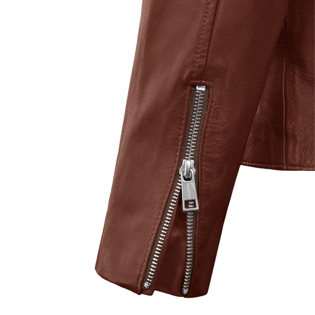 Men's Brown Leather Biker Jacket Cafe Racer Motorcycle Stylish Casual Coat for Men Gift for Him